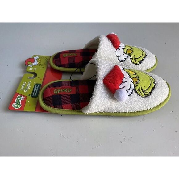 Dr. Seuss How The Grinch Stole Christmas Holiday Slippers Women’s Sz M 7/8 NEW - Picture 9 of 15
